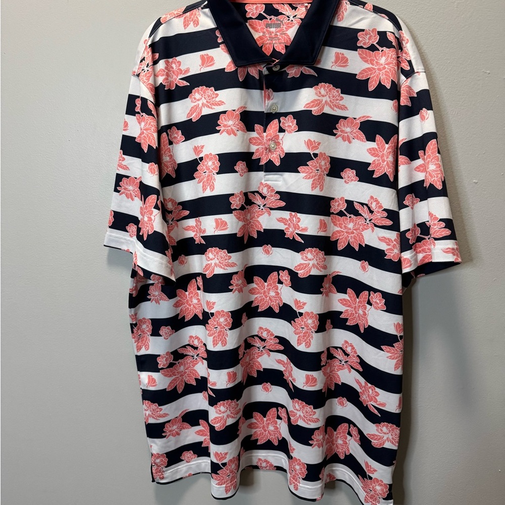 Puma Navy and Pink‎ Floral Polo